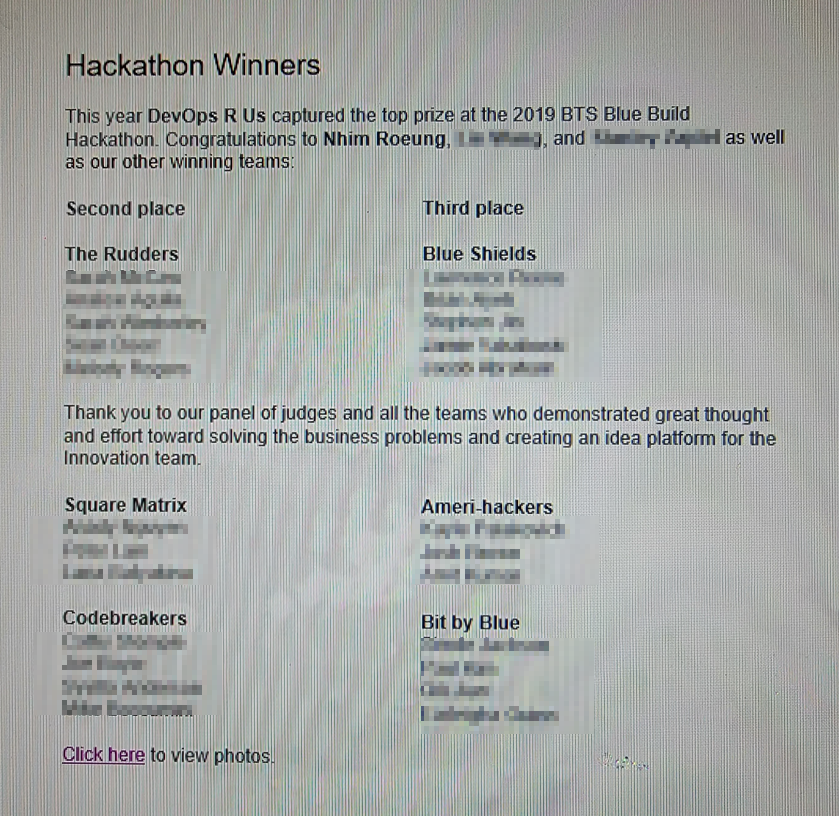 IBC Hackathon Winner Announcement Letter